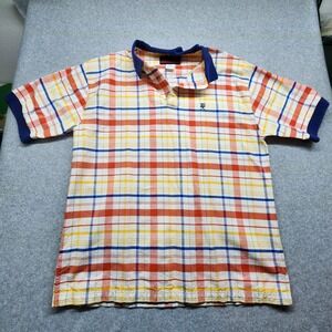 Wrangler 20X Polo Shirt Men XLarge Short Sleeve Plaid Western Pullover Vintage